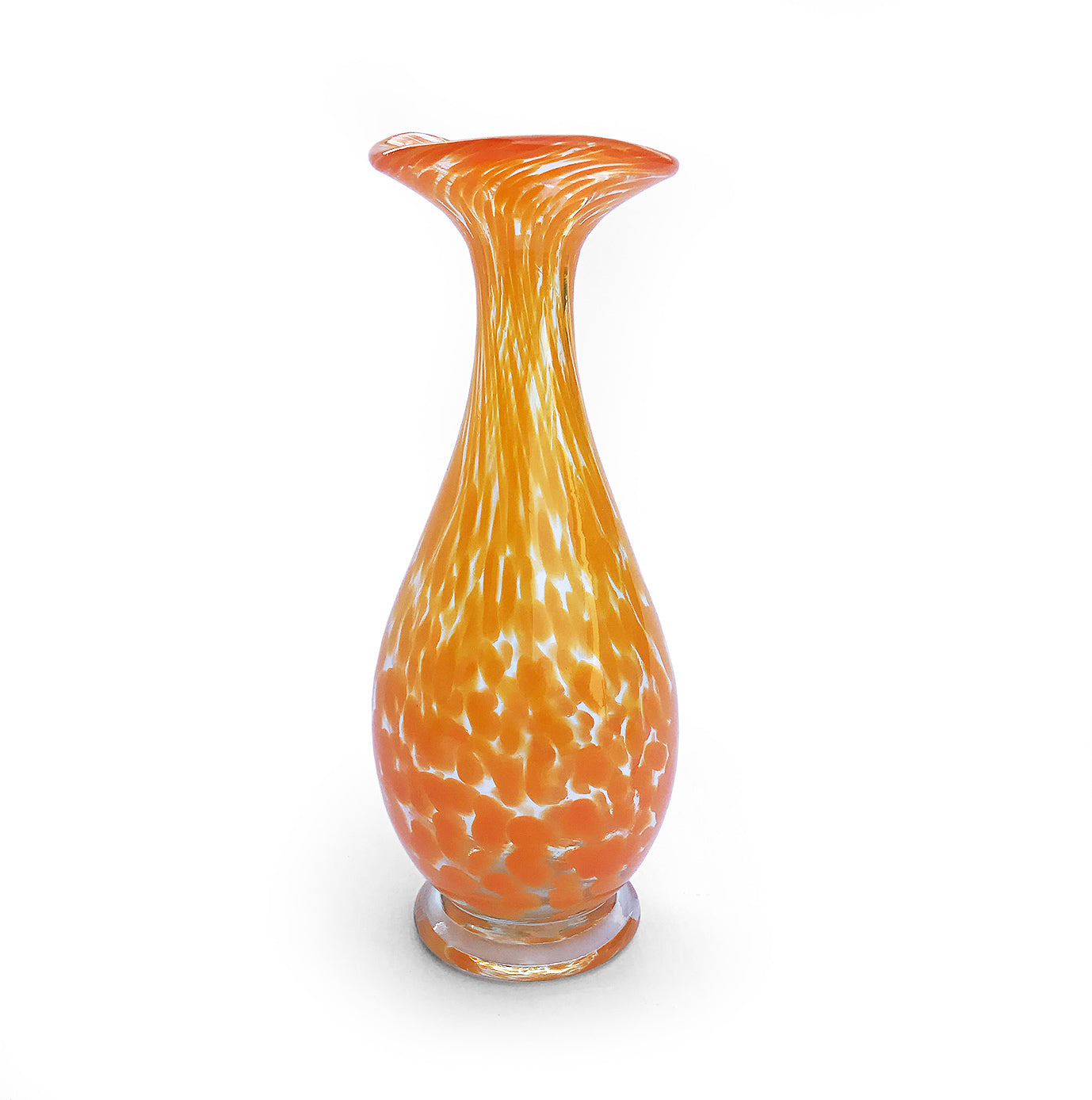 Dappled Yellow Czech Spatter Glass Vase looks stunning in natural light. It's top lip reminiscent of a Lily flower - SHOP NOW - www.intovintage.co.uk