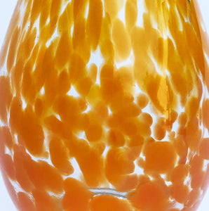 Dappled Yellow Czech Spatter Glass Vase looks stunning in natural light. It's top lip reminiscent of a Lily flower - SHOP NOW - www.intovintage.co.uk