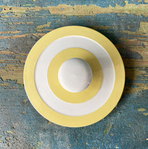 Large Vintage Yellow & White Cornish Ware Jar in excellent condition. Nice and big to keep your biscuits or other condiments in. No chips or cracks, just perfect! - SHOP NOW - www.intovintage.co.uk