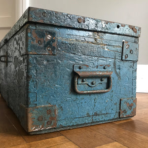 Vintage Blue Chippy Paint Trunk